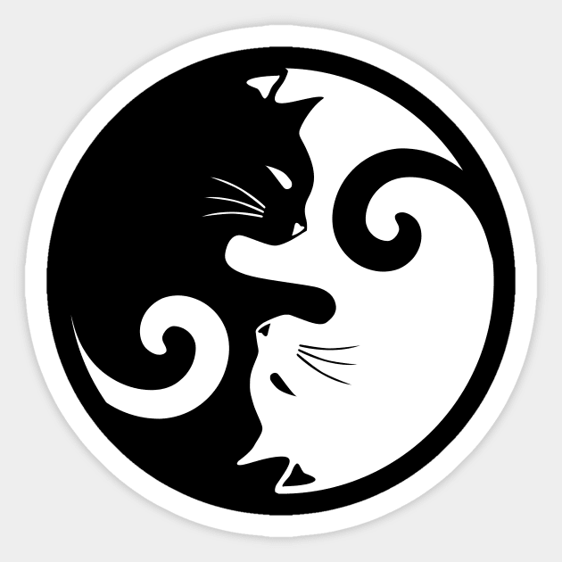 Ying Yang Cats - Black and white Sticker by MellowGroove